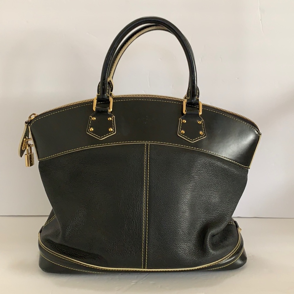 Louis Vuitton Suhali Lock It Paris France black satchel hand bag purse Authentic